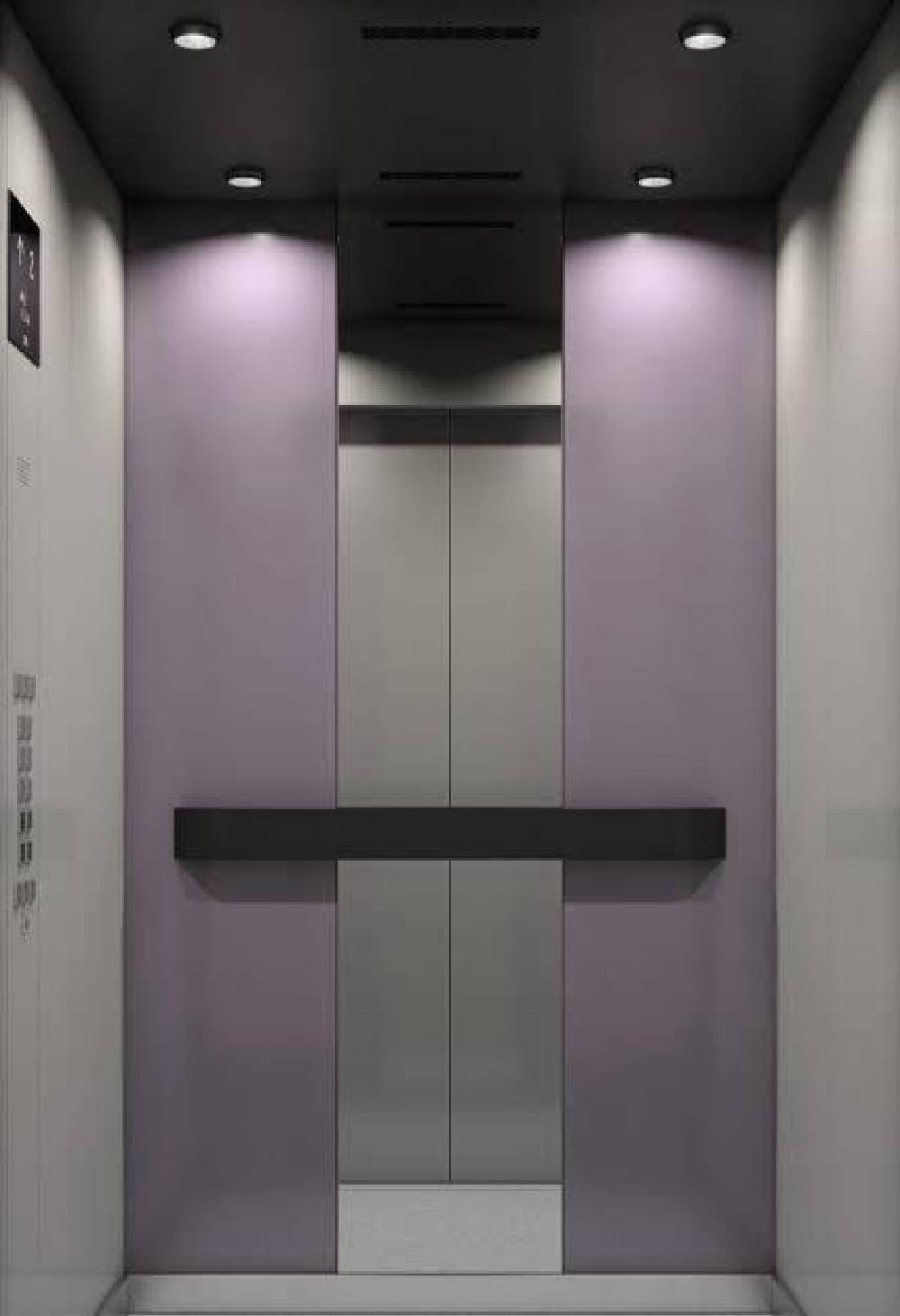 Elevator interior with control panel