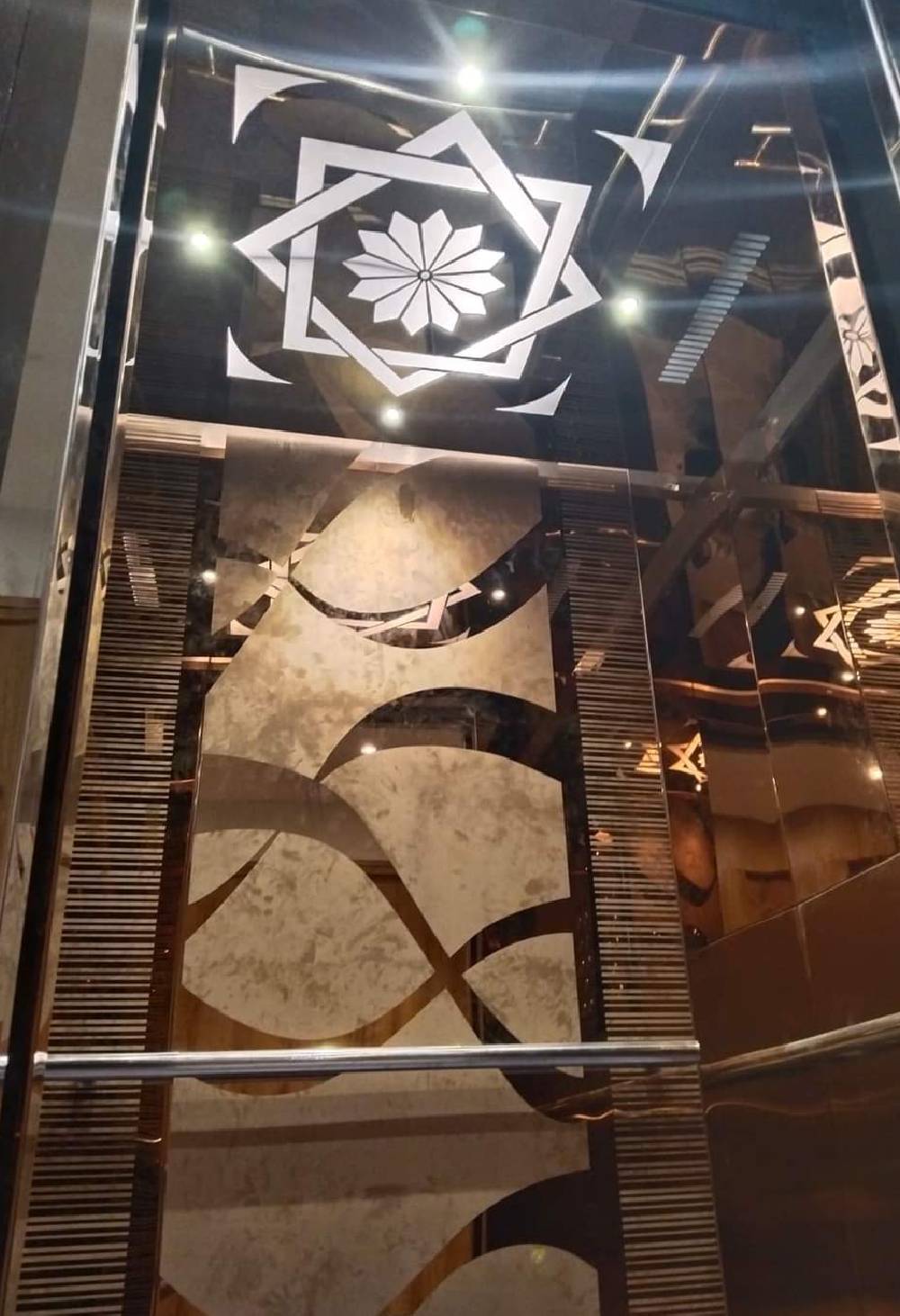 Elevator with steel finish interior