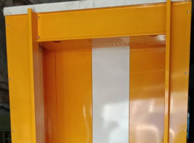 Stylish elevator interior with soft lighting